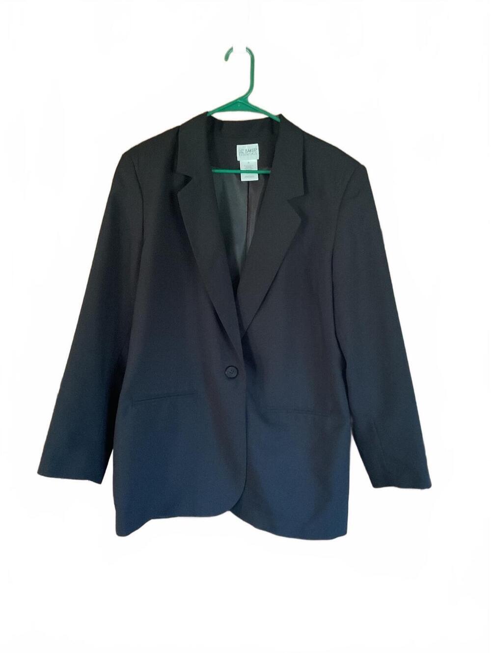 Liz Baker Essential Women’s One Button Black Blazer Size 16 Work Attire Casual